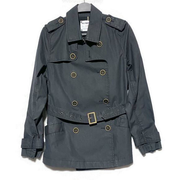 Junior's Girl's Old Navy Rain Coat Size Large Button Up Black - Picture 1 of 8